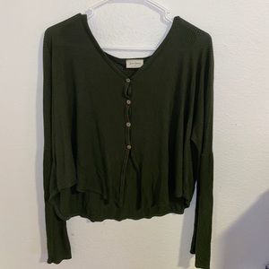 Olive Green Loose Button Up